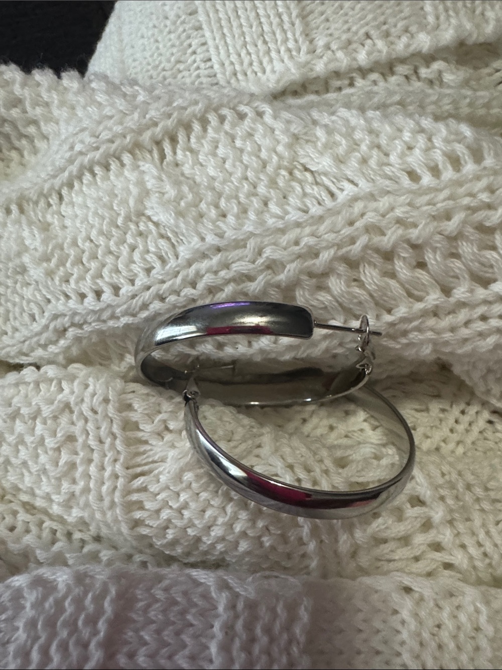 Stainless steel Silver Hoop Earrings - Polished Silver Women's Jewelry
